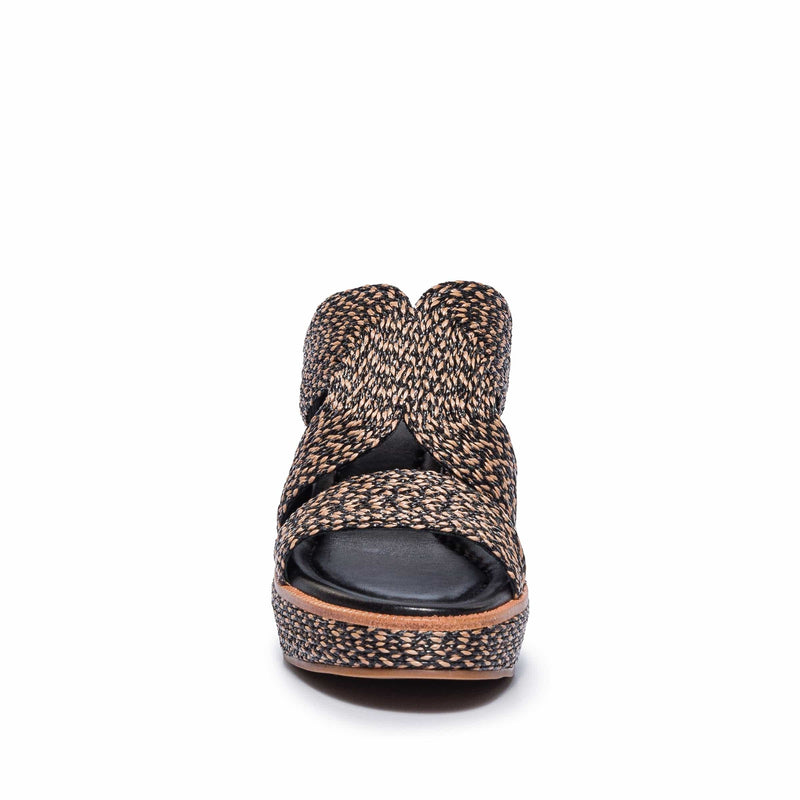 Sandales à semelles compensées en raphia Kaian